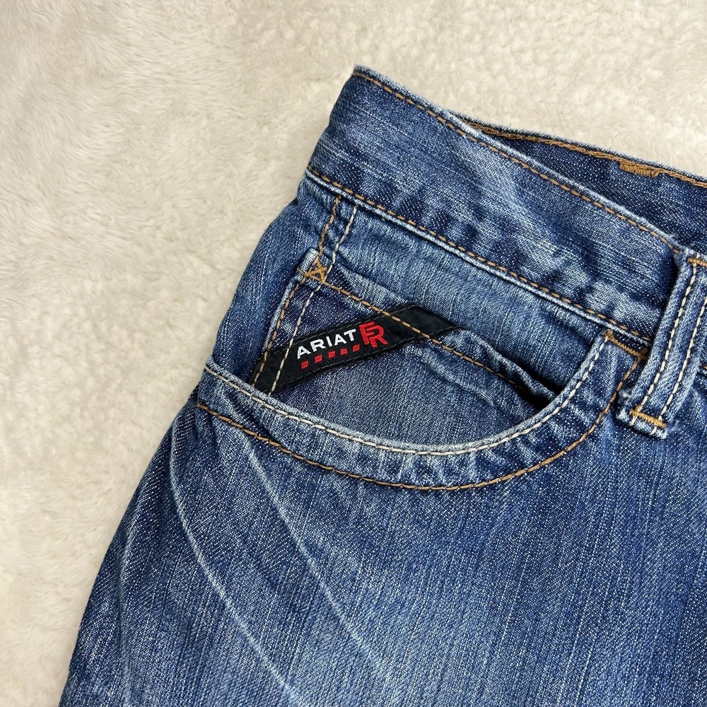 Ariat FR M4 Bootcut Jeans Mens 32x32 Blue Denim Relaxed Fit Western Workwear - Picture 7 of 16